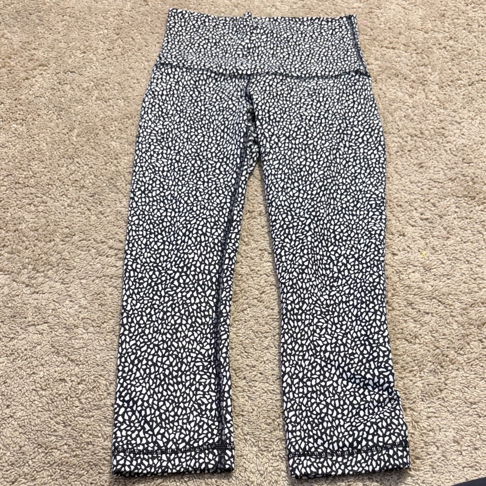 Lululemon Leggings Women 4 Scatter Star Gray Wunder Under Crop lll Yoga Gym Pant
